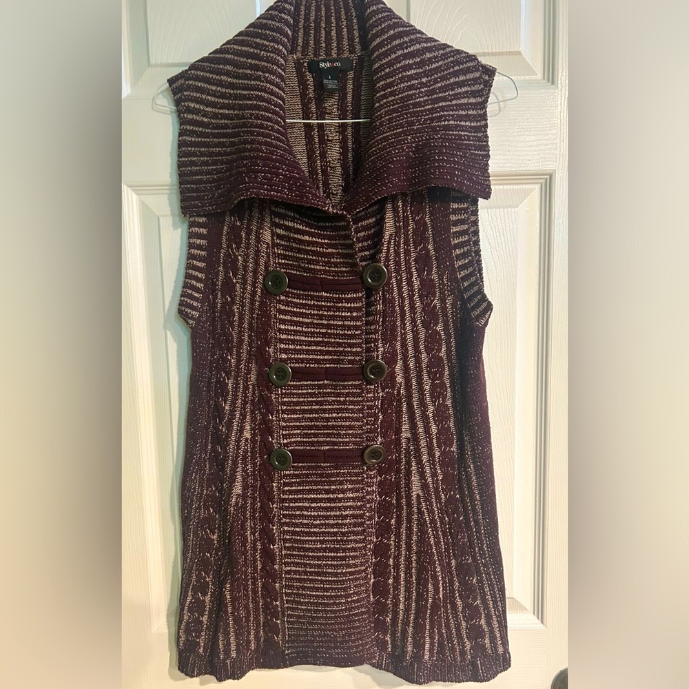 Style & Co. Cable Knit Sleeveless Sweater Vest Women’s Size Large